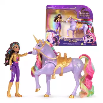 Bambola moda Usorteret Unicorn Academy Sophia & Light Magic Wildstar con effetti luminosi arcobaleno, batterie LR44, 241 mm