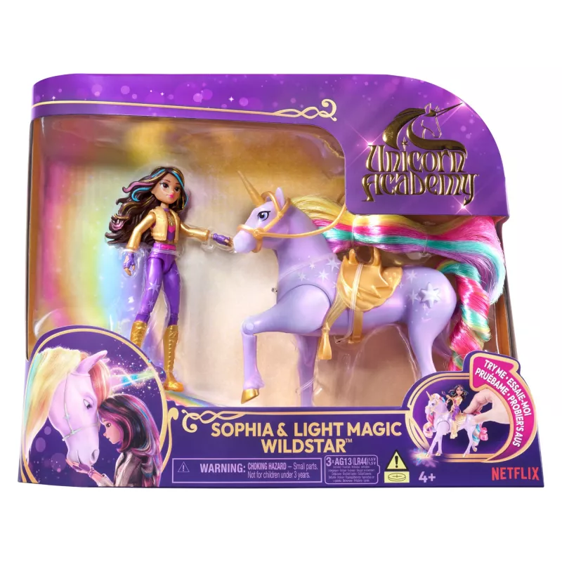 Spin Master Unicorn Academy 6067325 Light Magic Wildstar e Sophia set bambola e personaggio unicorno, dai 4 anni