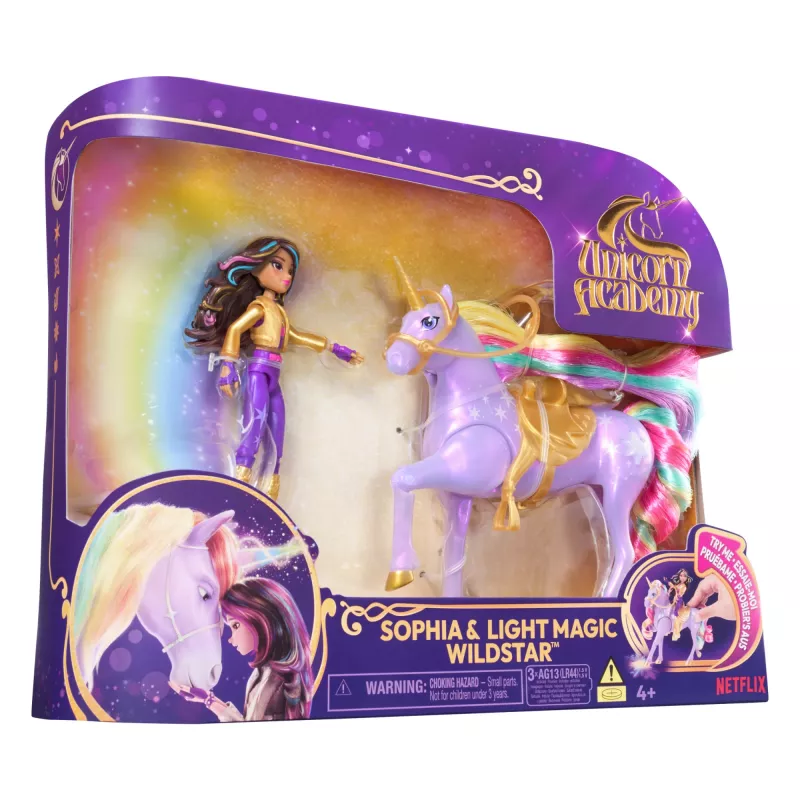 Spin Master Unicorn Academy 6067325 Light Magic Wildstar e Sophia set bambola e personaggio unicorno, dai 4 anni