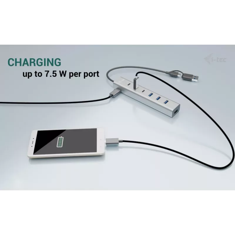 i-tec hub di ricarica in metallo USB-C/USB-A 7 porte (3x USB-C, 4x USB-A)