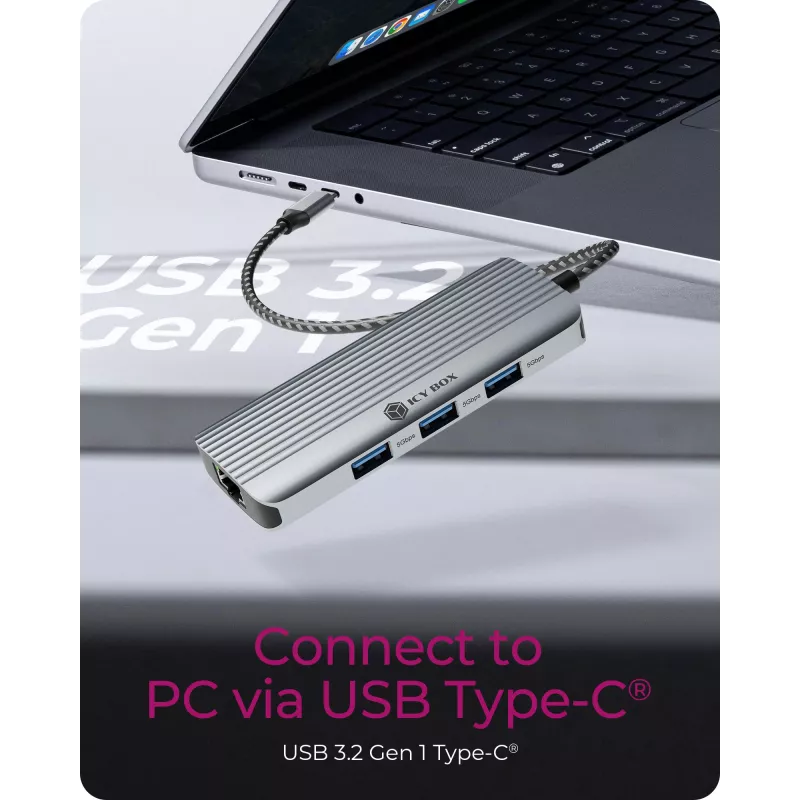 ICY BOX IB-DK4034a-CPD con filo USB 3.2 Gen 1 (3.1 Gen 1) Type-C alluminio, argento