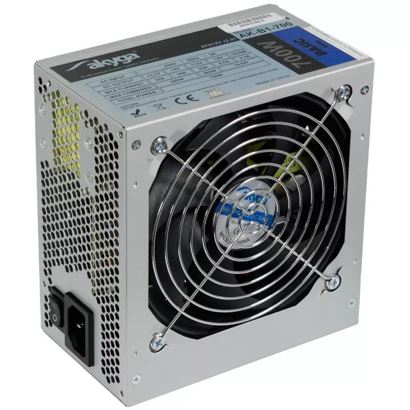 Akyga AK-B1-700 Basic alimentatore ATX 700 W, PFC passivo, ventola 120 mm, grigio