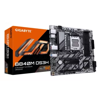 GIGABYTE B840M DS3H scheda madre - CPU AMD Ryzen 9000, VRM 8+2+2 fasi, fino a 8200 MHz DDR5, 2x PCIe 4.0 M.2, LAN 2,5 GbE, USB 3.2 Gen 1