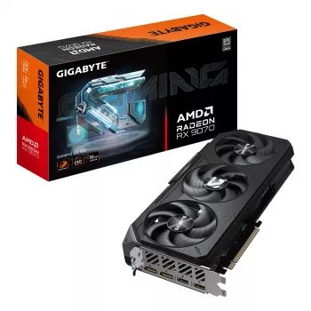 GIGABYTE scheda grafica Radeon RX 9070 — 16 GB GDDR6, PCIe 5.0, 256-bit, 2700 MHz boost, 2×HDMI 2.1b, 2×DP 2.1a, 3 ventole