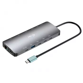 i-tec Metal USB-C Nano 3x Display Dock, 2x HDMI 1x USB-C Video con Power Delivery 140W + caricabatterie universale 140 W