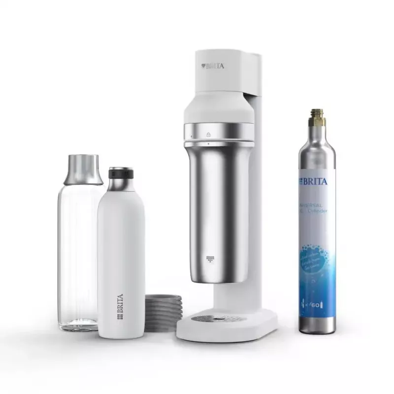 Gasatore per bibite BRITA Carbonator 1046730 bianco — compatto da tavolo con 2 bottiglie (231×126×443 mm)