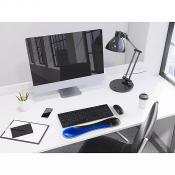 Poggiapolsi per tastiera Kensington Slim Duo Gel - blu, blu, gel, poliuretano termoplastico (TPU), Cina, MIL-STD-810H metodo 504.3 contaminazione da liquidi, 490 mm, 95 mm