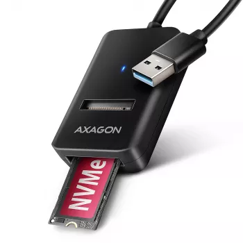 Case per SSD AXAGON ADM2-AM USB-A 10 Gbit/s per singola unità M.2 NVMe/SATA, USB 3.2 Gen 2, cavo 10 cm, nero