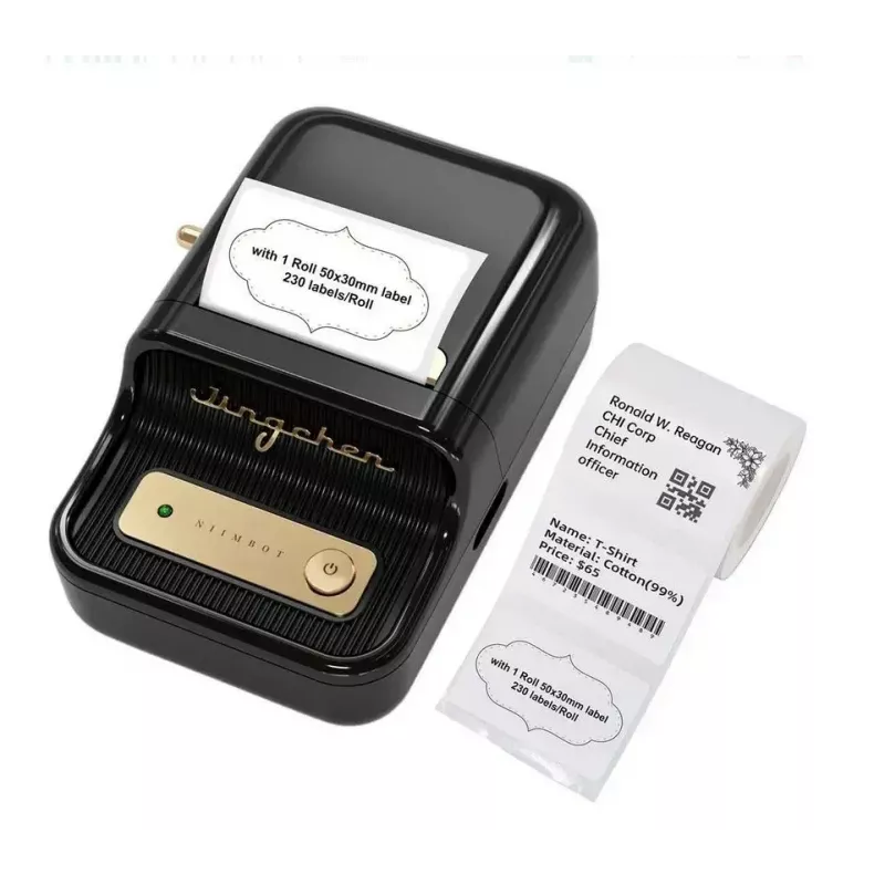 Etichettatrice NIIMBOT B21S nera — stampante a rullo Bluetooth compatta, larghezza di stampa 50 mm, 60 mm/s, Li-Ion 1200 mAh