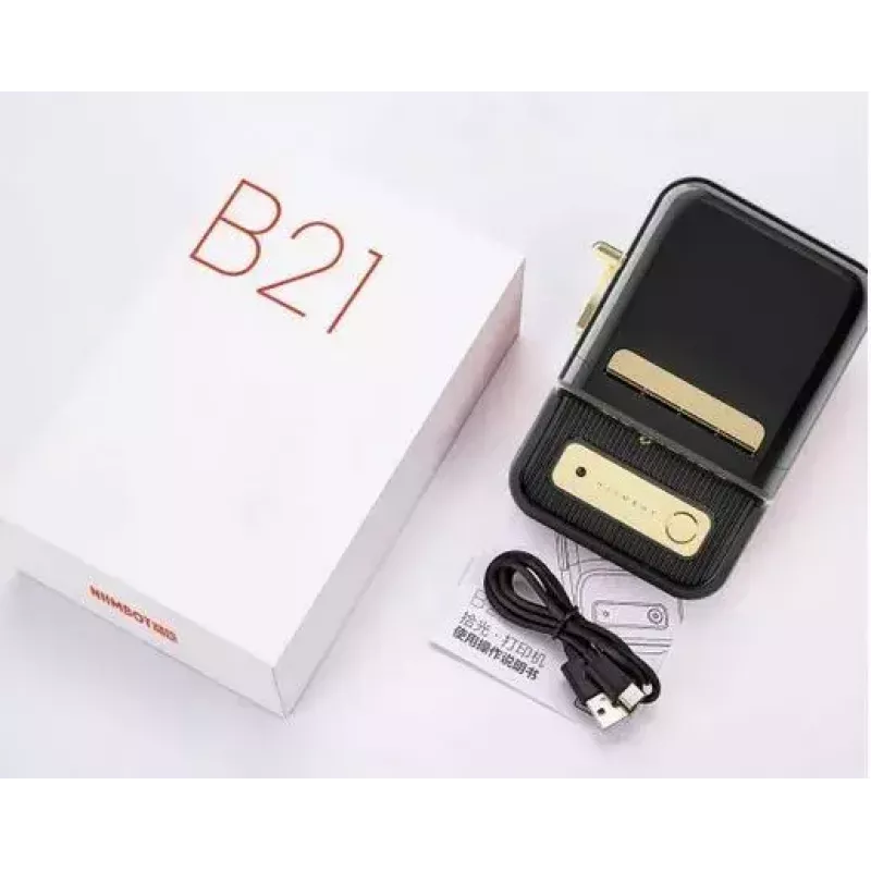Etichettatrice NIIMBOT B21S nera — stampante a rullo Bluetooth compatta, larghezza di stampa 50 mm, 60 mm/s, Li-Ion 1200 mAh