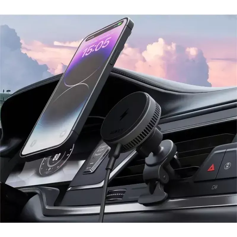 Aukey Mag Fusion Dash Pro HD-MC13A Qi2 15 W supporto auto con caricatore wireless e raffreddamento