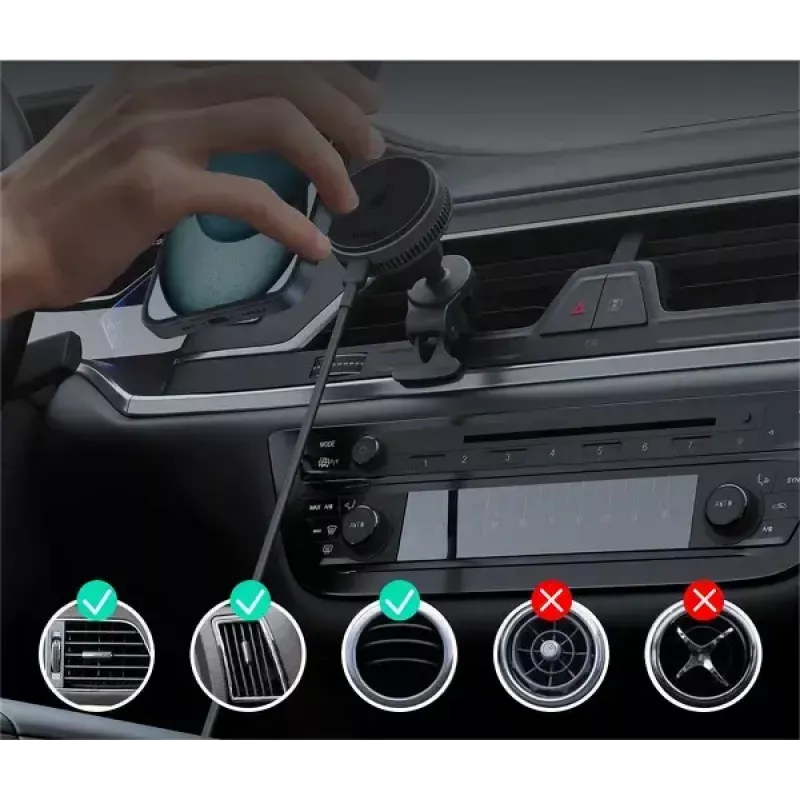 Aukey Mag Fusion Dash Pro HD-MC13A Qi2 15 W supporto auto con caricatore wireless e raffreddamento