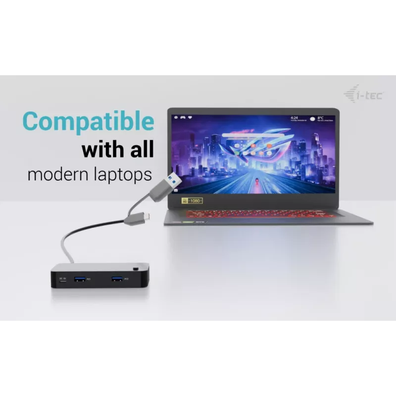 Hub KVM universale i-tec 2x USB-C 2x USB-A 3.0 5000 Mbit/s nero