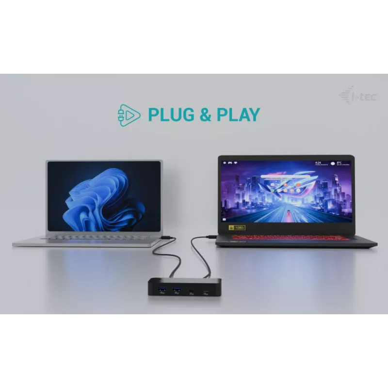 Hub KVM universale i-tec 2x USB-C 2x USB-A 3.0 5000 Mbit/s nero