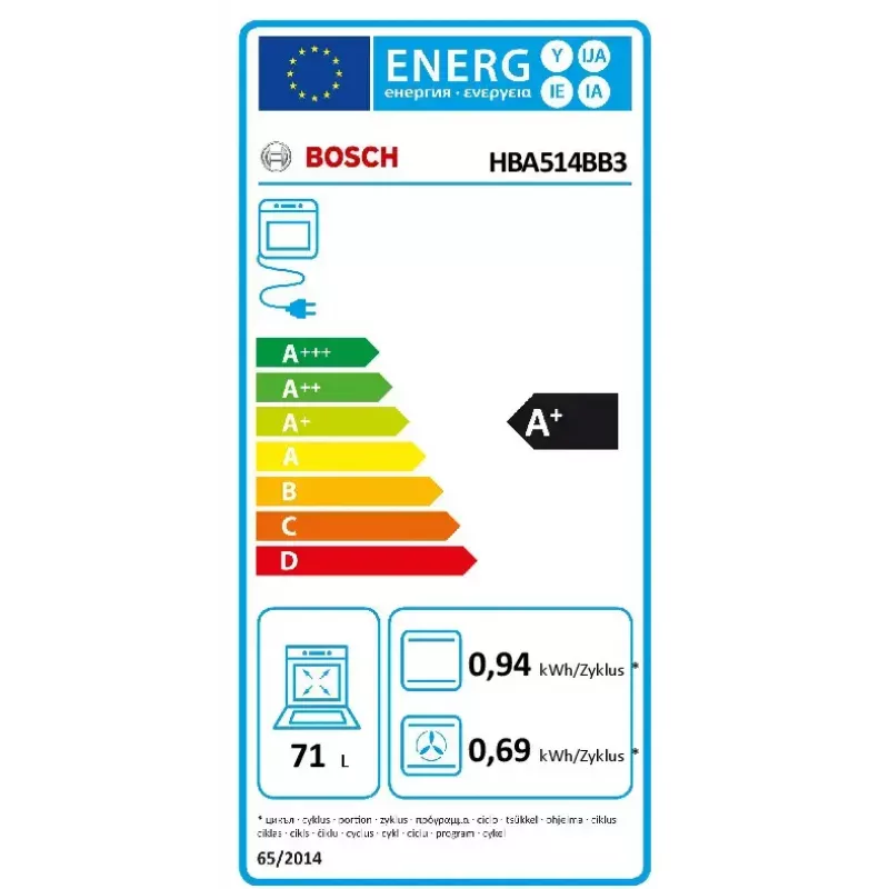 Forno elettrico da incasso Bosch Serie 4 HBA514BB3 — 71 l, pulizia idrolitica, comandi touch, A+