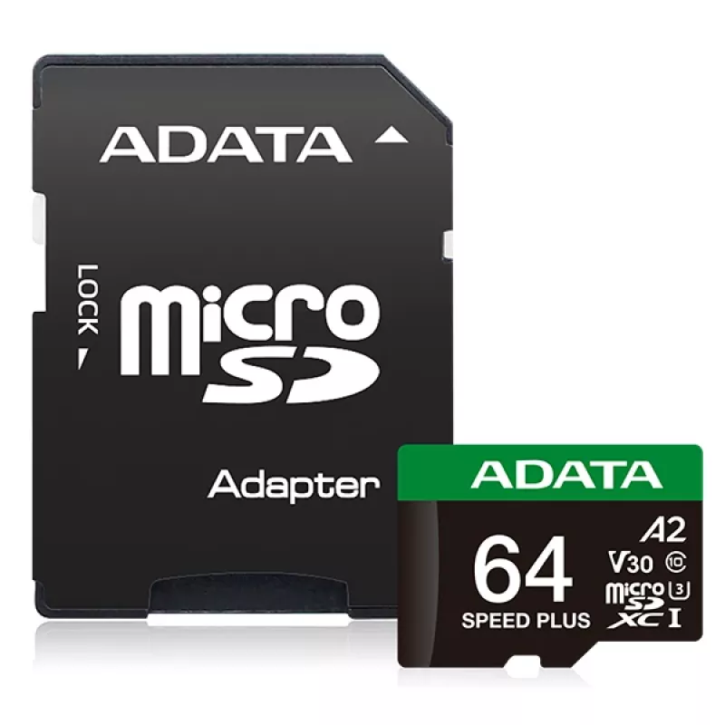 Scheda microSDXC ADATA Speed Plus 64 GB UHS Classe 3 modello UD64GUI3V30A2SP-RA1