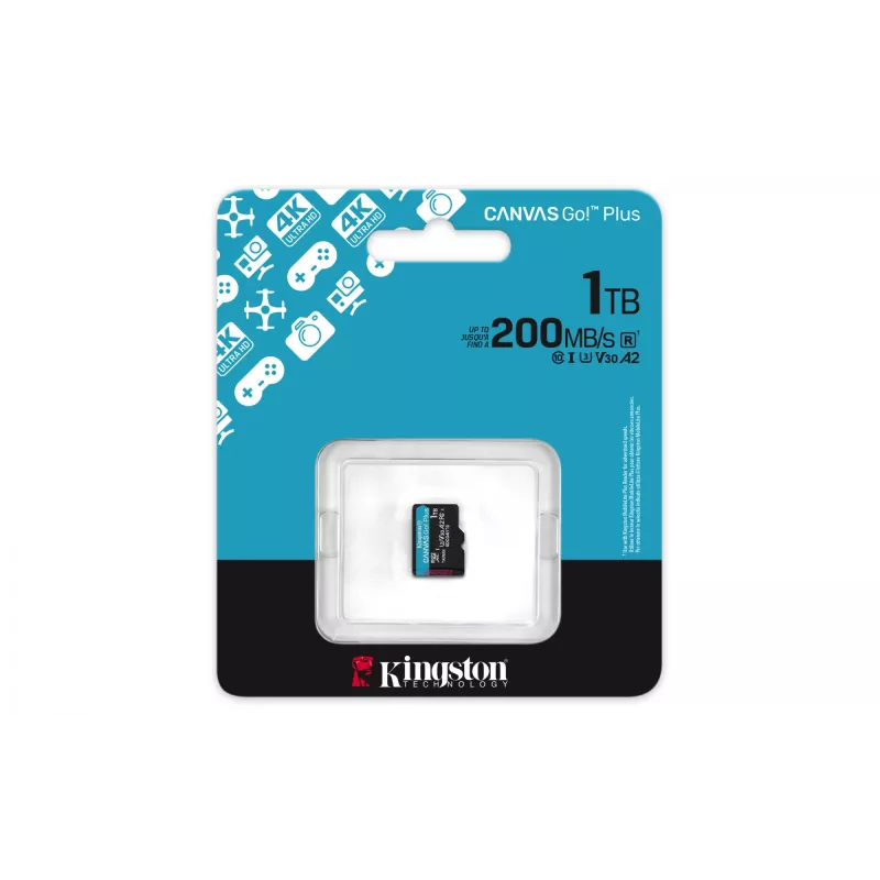 Kingston Technology 1TB microSDXC Canvas Go Plus Gen4 200R A2 U3 confezione singola senza adattatore