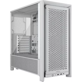 Case PC CORSAIR FRAME 4000D RS Midi Tower bianco — ATX, vetro temperato, 3 ventole frontali da 120mm, supporta radiatori 360/240/140mm