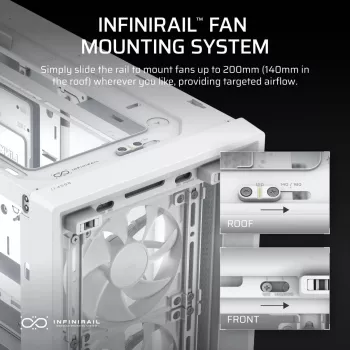 Case PC CORSAIR FRAME 4000D RS Midi Tower bianco — ATX, vetro temperato, 3 ventole frontali da 120mm, supporta radiatori 360/240/140mm