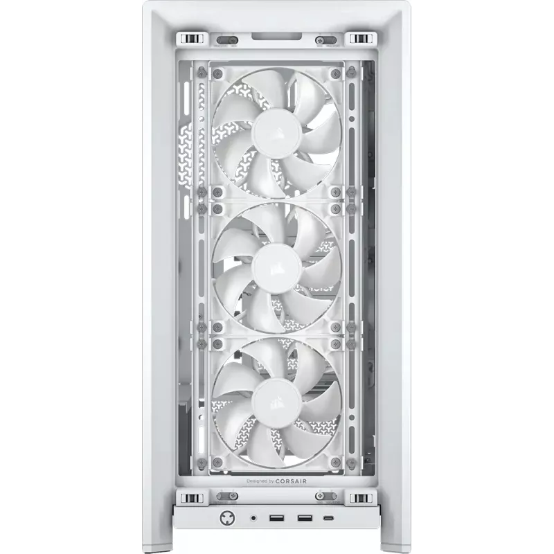 Case PC CORSAIR FRAME 4000D RS Midi Tower bianco — ATX, vetro temperato, 3 ventole frontali da 120mm, supporta radiatori 360/240/140mm