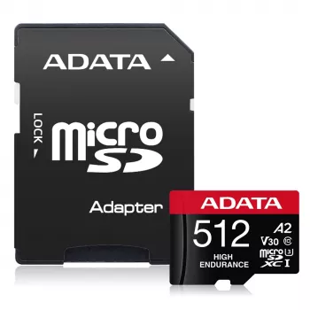 Scheda di memoria microSDXC ADATA 512GB UHS‑I U3 V30 Classe 10 A2, 100/85 MB/s, impermeabile