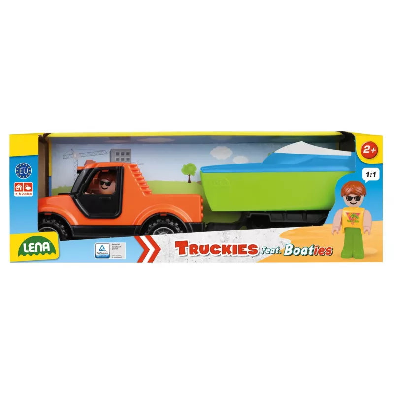 Lena Truckies Pickup con rimorchio Boaties, set, multicolore