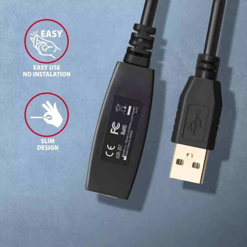 Prolunga USB Axagon ADR-207 7,5 m USB 2.0 nero