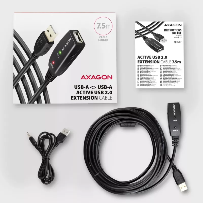 Prolunga USB Axagon ADR-207 7,5 m USB 2.0 nero
