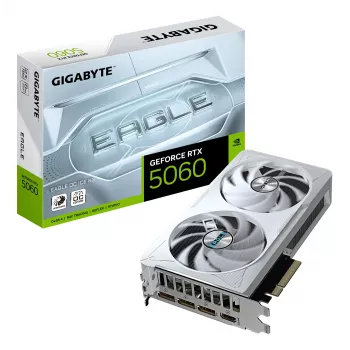 Scheda grafica GIGABYTE GeForce RTX 5060 EAGLE OC ICE 8G - 8GB GDDR7, 128bit, PCI-E 5.0, 2550 MHz clock core, 3 x DisplayPort, 1 x HDMI, GV-N5060EAGLEOC ICE-8GD
