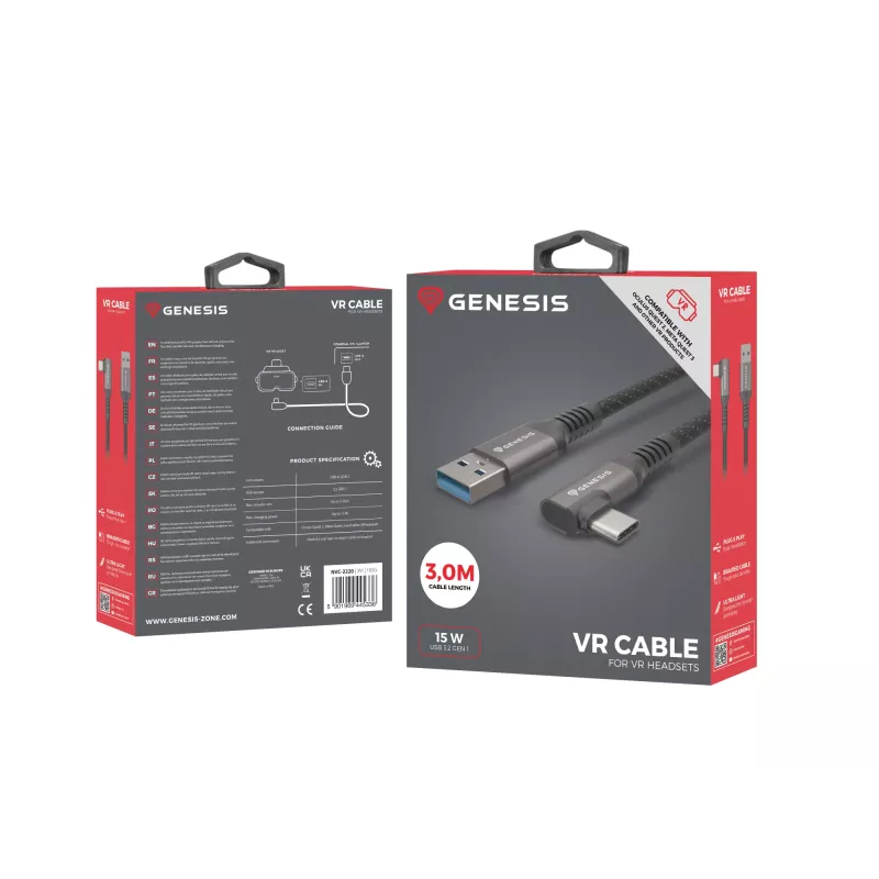 GENESIS NVC-2220 cavo USB USB 3.2 Gen 1 (3.1 Gen 1) 3 m USB A USB C nero, grigio