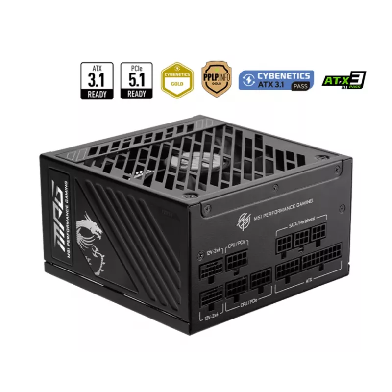 Alimentatore MSI MPG A1250GS PCIE5 1250 W 20+4 pin ATX ATX nero