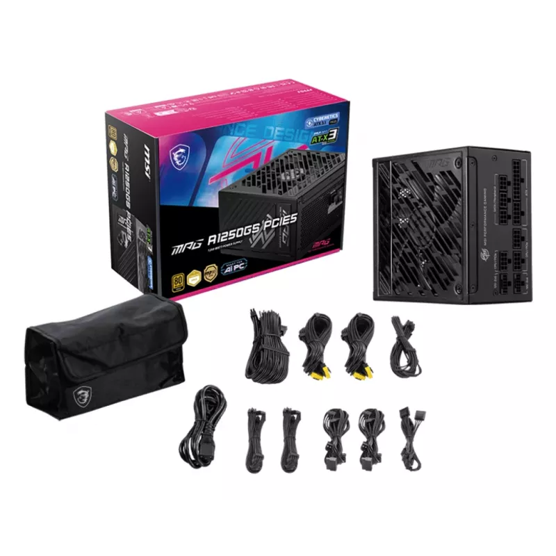 Alimentatore MSI MPG A1250GS PCIE5 1250 W 20+4 pin ATX ATX nero