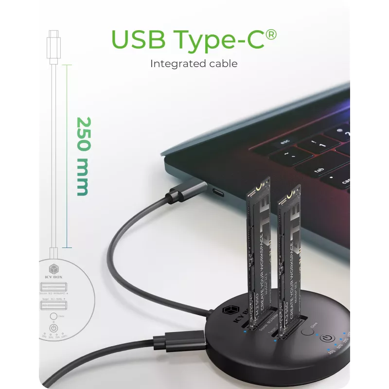 ICY BOX IB-1612MCL-C31 USB 3.2 Gen 2 (3.1 Gen 1) Type-C nero