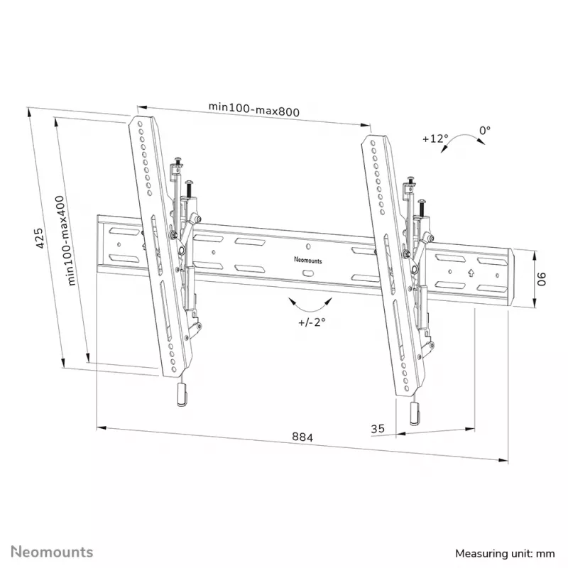 Supporto da parete per TV Neomounts WL35S-850BL18 43-86