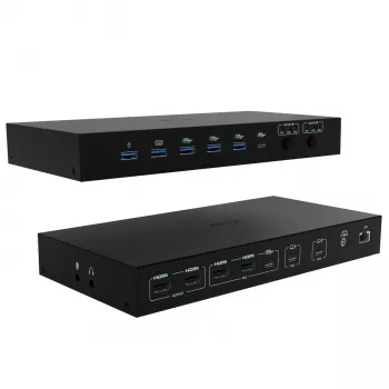 ITEC i-tec USB-C KVM Dock PRO per tre host, doppio video, 2x Power Delivery (max. 92W), USB 3.2, 10 Gbit/s, Gigabit Ethernet