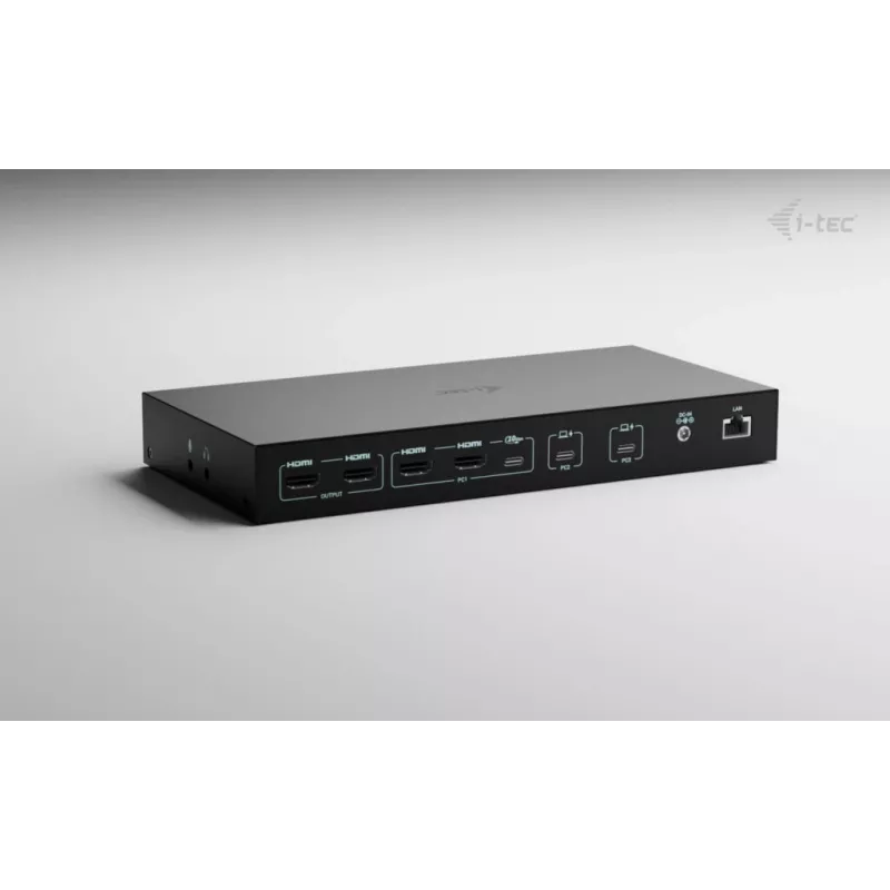 ITEC i-tec USB-C KVM Dock PRO per tre host, doppio video, 2x Power Delivery (max. 92W), USB 3.2, 10 Gbit/s, Gigabit Ethernet