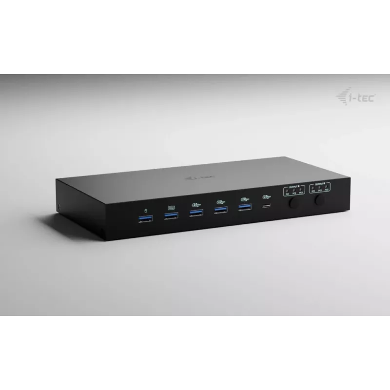 ITEC i-tec USB-C KVM Dock PRO per tre host, doppio video, 2x Power Delivery (max. 92W), USB 3.2, 10 Gbit/s, Gigabit Ethernet