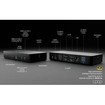 Docking station i-tec CAINTGDUAL4KDOCPD doppio display Power Delivery 100W