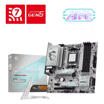 Scheda madre MSI B850M GAMING PLUS WIFI — AMD B850, socket AM5, micro ATX, DDR5, 4x DIMM, 3x M.2, Wi‑Fi 7, 5 Gb LAN