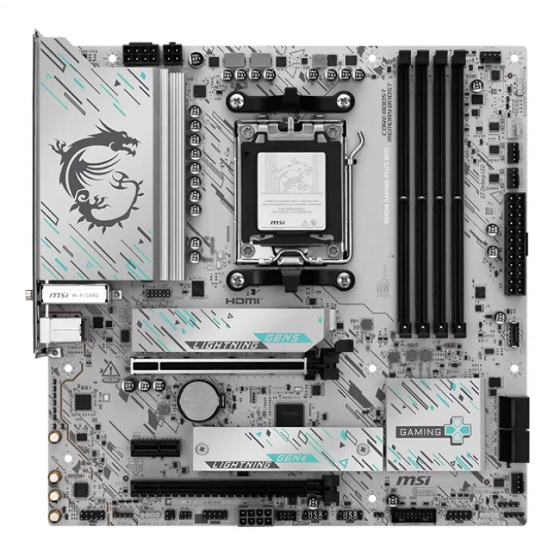 Scheda madre MSI B850M GAMING PLUS WIFI — AMD B850, socket AM5, micro ATX, DDR5, 4x DIMM, 3x M.2, Wi‑Fi 7, 5 Gb LAN