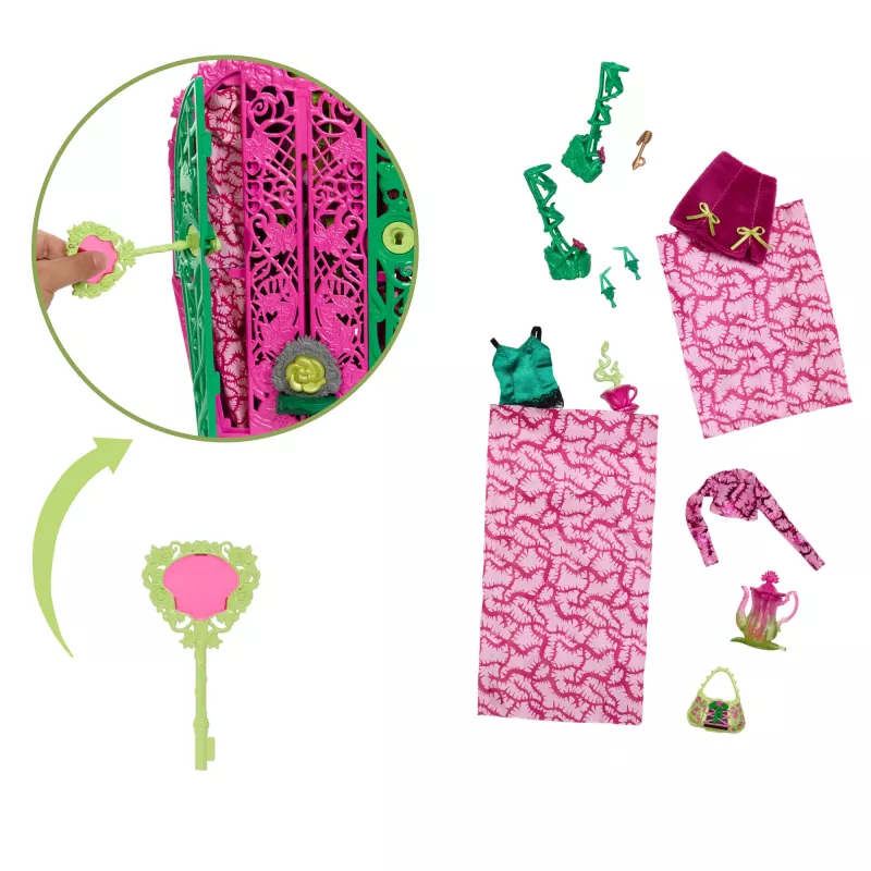 Set di gioco Monster High Skulltimate Secrets Garden Mysteries, bambola Venus McFlytrap con oltre 19 sorprese