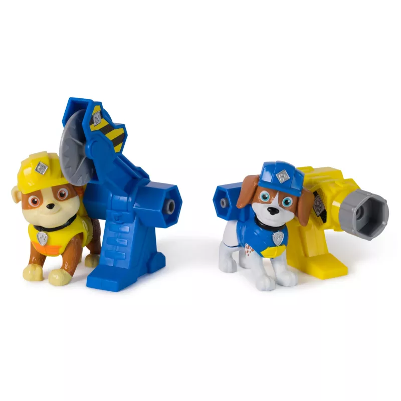 Set di personaggi Usorteret Rubble & Wheeler Power Tool Pups con 2 attrezzi e 2 accessori da costruzione, dai 3 anni
