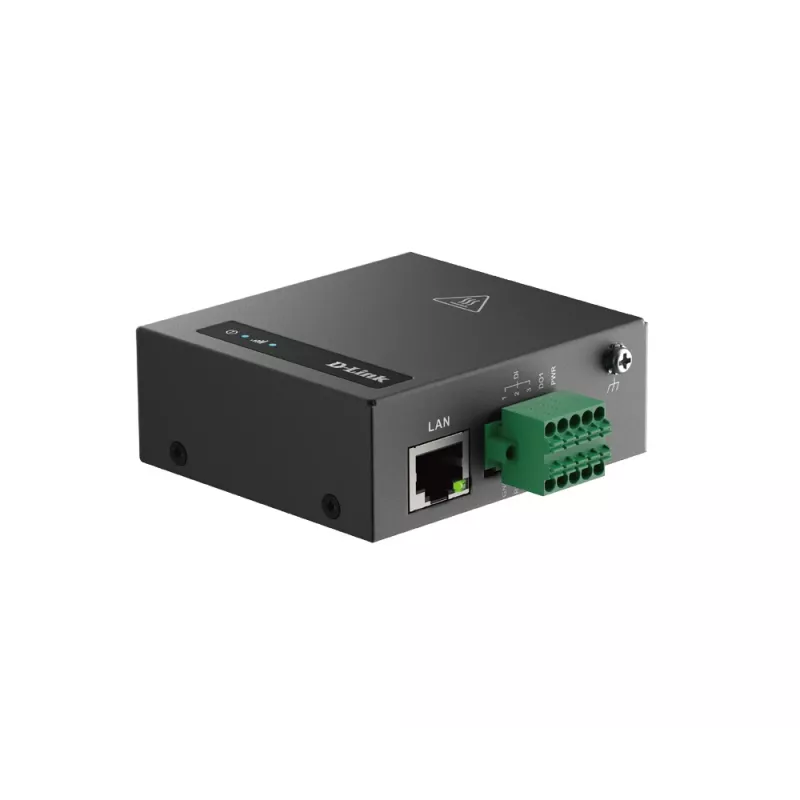 D-Link DOM-311-TSO 4G LTE IIoT RTU gateway, Ethernet 10/100 Mbit/s, RS-232/485, Nano SIM, 2 antenne esterne rimovibili, 9–36 V DC, nero