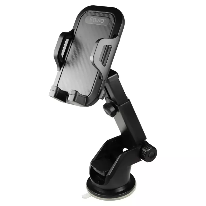 Savio CH-04 supporto telefono per auto, montaggio su parabrezza/cruscotto, nero