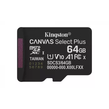 Kingston Technology 64GB micSDXC Canvas Select Plus Gen3 100R A1 confezione singola w/o ADP