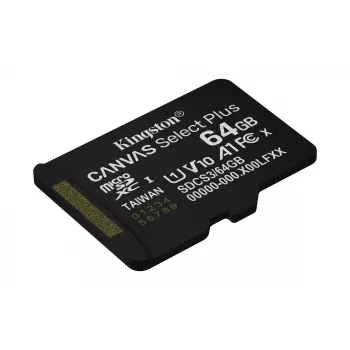 Kingston Technology 64GB micSDXC Canvas Select Plus Gen3 100R A1 confezione singola w/o ADP