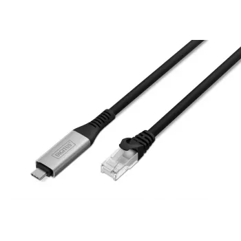 DIGITUS USB-C 3.2 Gen1 - cavo Ethernet RJ45 - CAT6a S/FTP nero - 5m