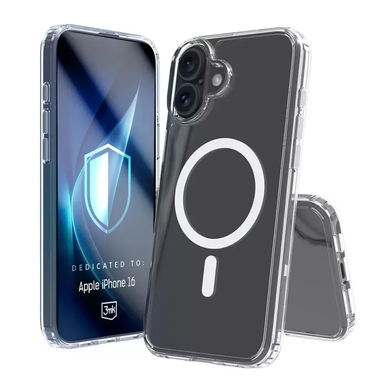 Cover custodia per cellulare 3MK Armor MagCase per iPhone 16, 6,1 pollici (15,5 cm), trasparente, PC+TPU