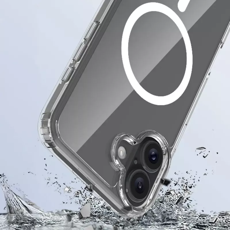 Cover custodia per cellulare 3MK Armor MagCase per iPhone 16, 6,1 pollici (15,5 cm), trasparente, PC+TPU