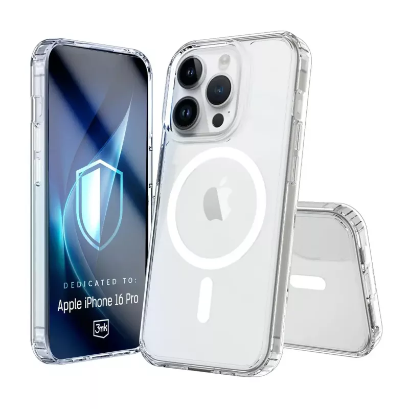 3MK Armor MagCase custodia per iPhone 16 Pro, MagSafe, trasparente, TPU